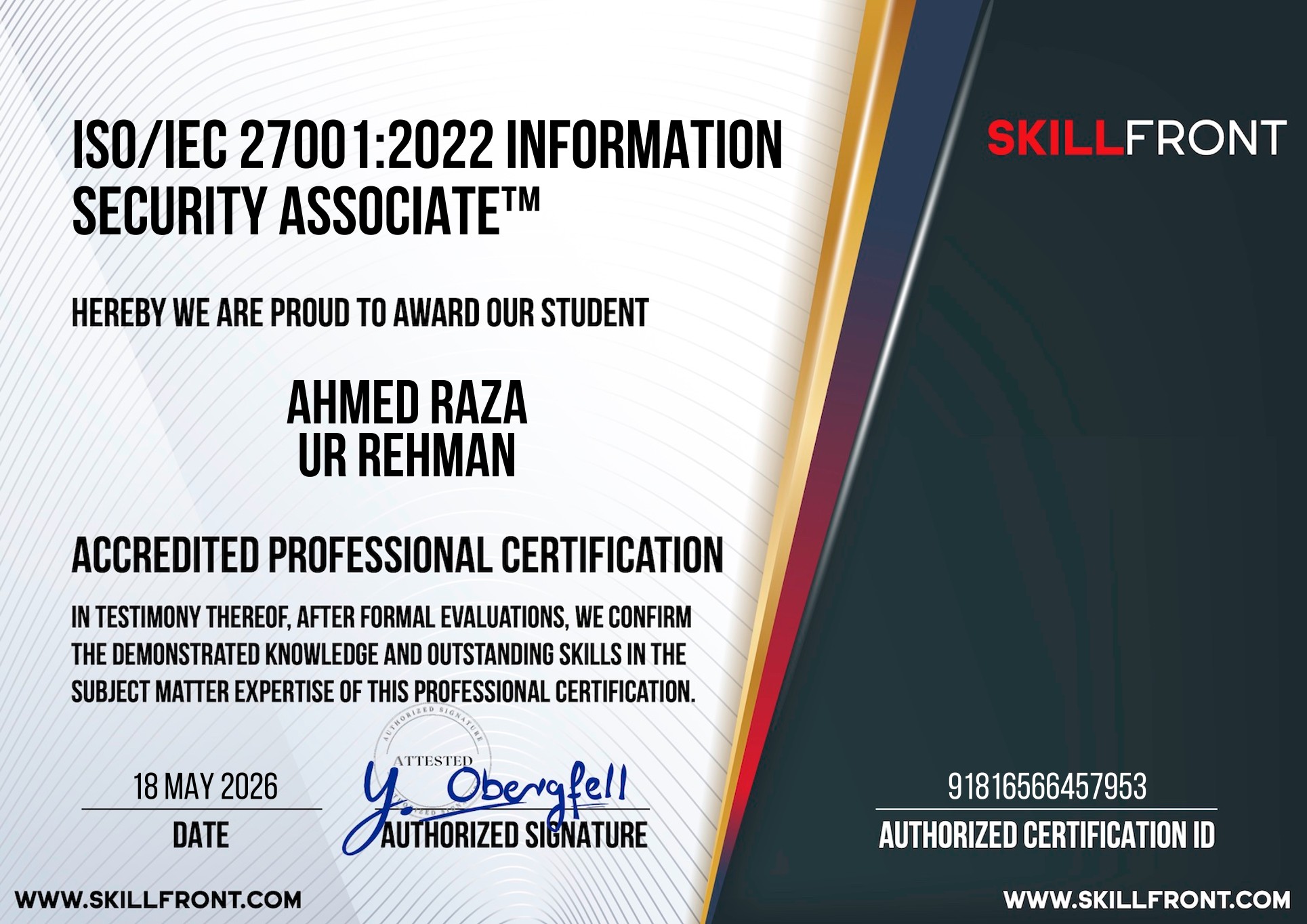 ISO/IEC 27001:2022 INFORMATION SECURITY ASSOCIATE™